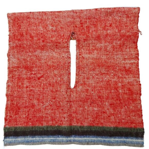 Wool Poncho One Size Red Beige Kids Knitted Fringed - Picture 7 of 8